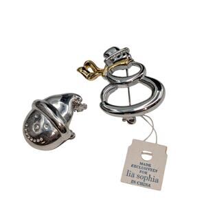 Lot of Two Silver Tone Snowmen Pin/Brooches -- One NWT
